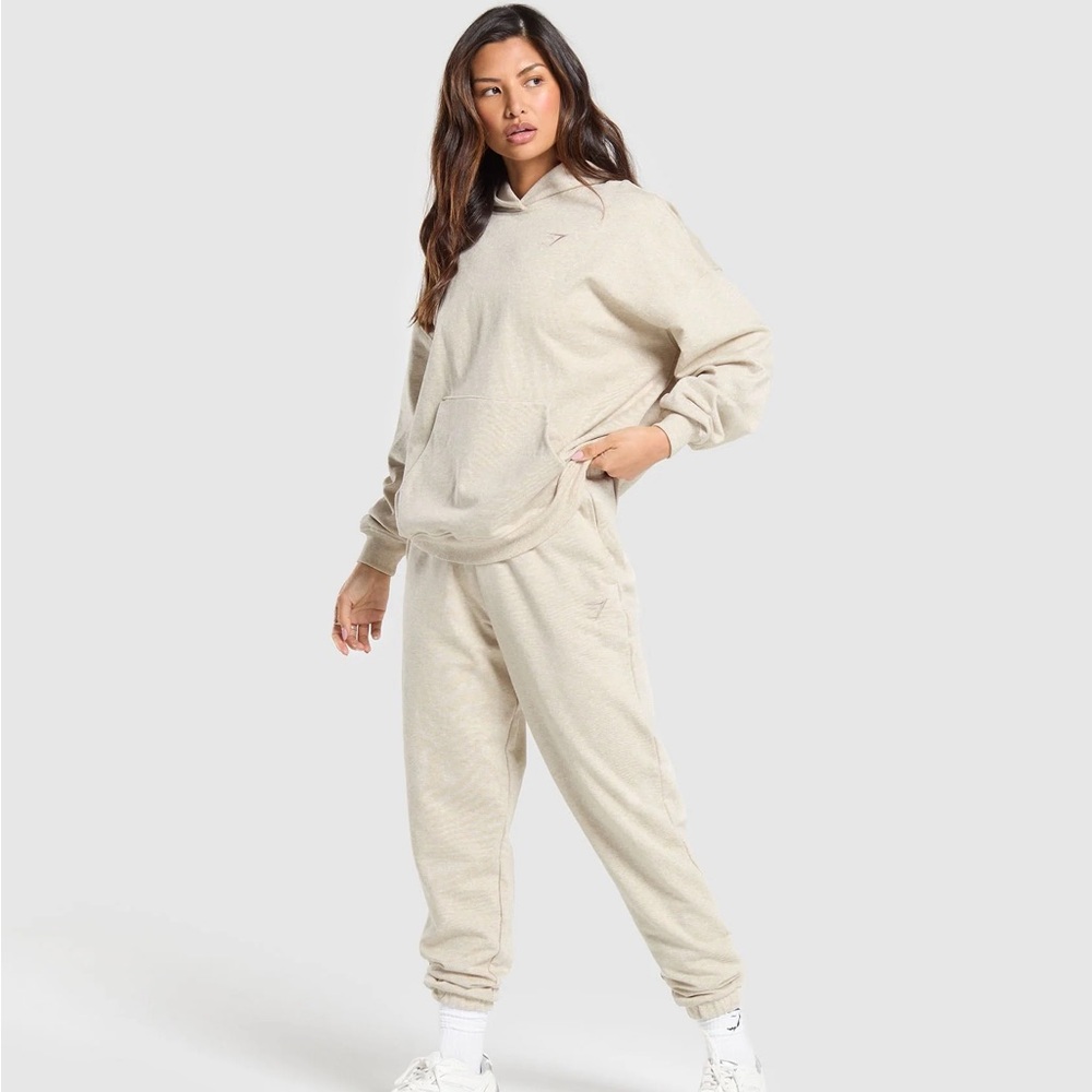 Cream Relaxed Fit Jogger Track Set